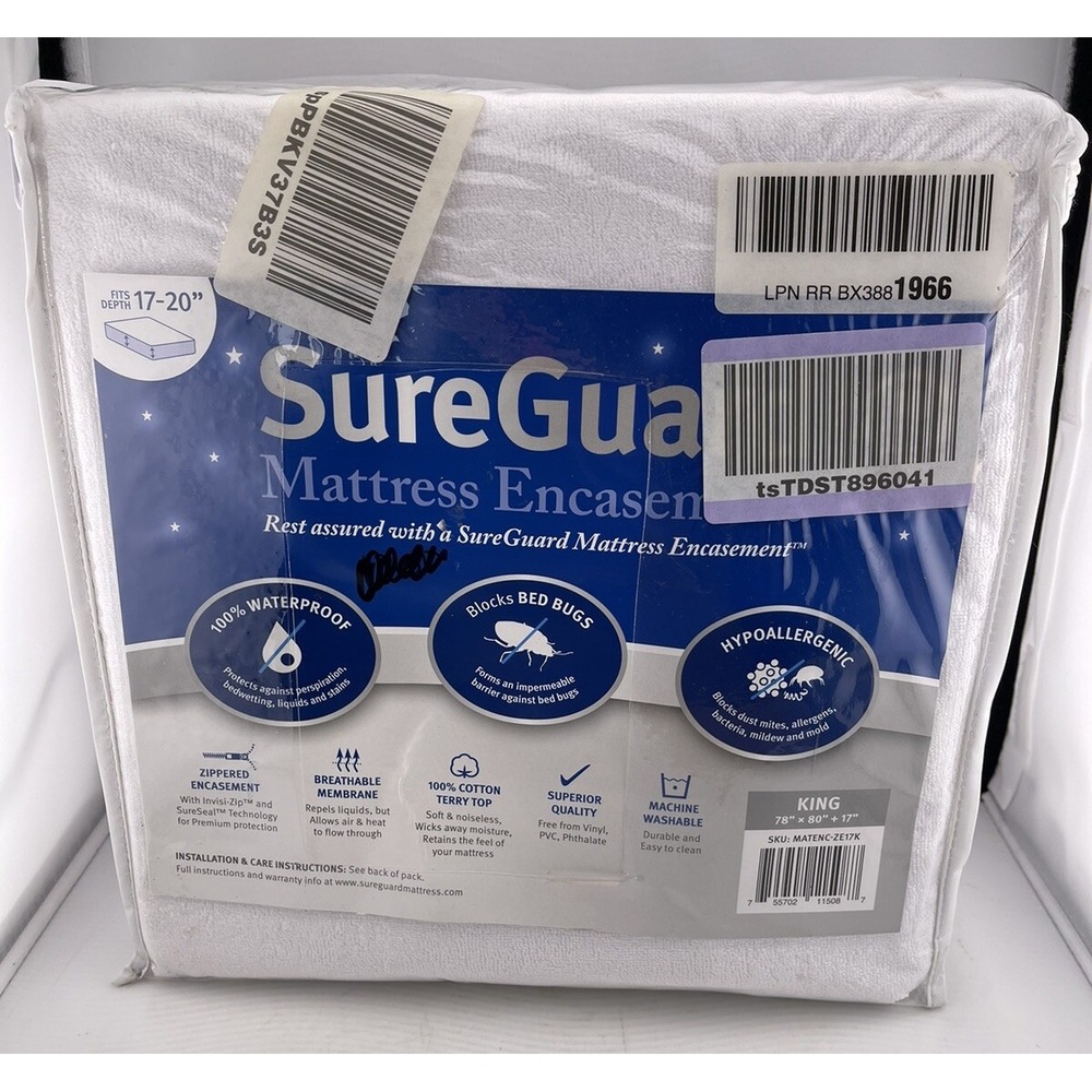 King (17-20 in. Deep) SureGuard Mattress Encasement - 100% Waterproof, Bed Bug
